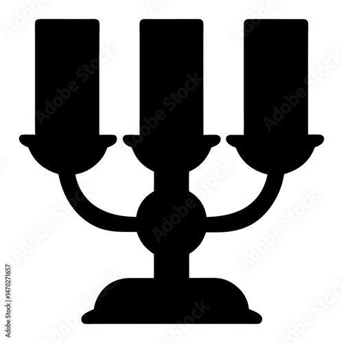 Elegant Black Candelabra Silhouette with Three Candles for Decorative Lighting