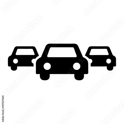 Three Cars in a Row Depicted in a Traffic Congestion Illustration