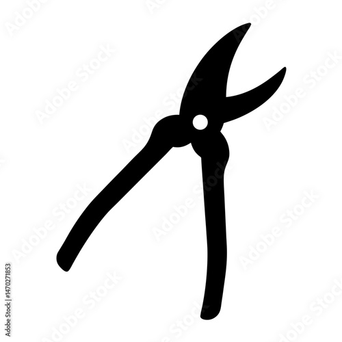 Illustration of sturdy black garden pruning shears or secateurs on a white background