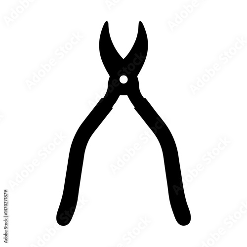 Black silhouette of cutting pliers or pincers isolated on a white background