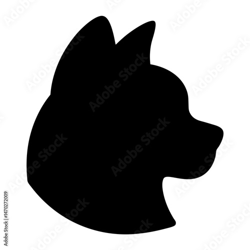 Silhouette of a majestic dog, possibly a husky or similar breed, facing right