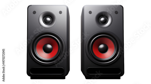 High-fidelity Stereo Speakers with Red Woofers for Audiophiles Enjoying Premium Sound Quality