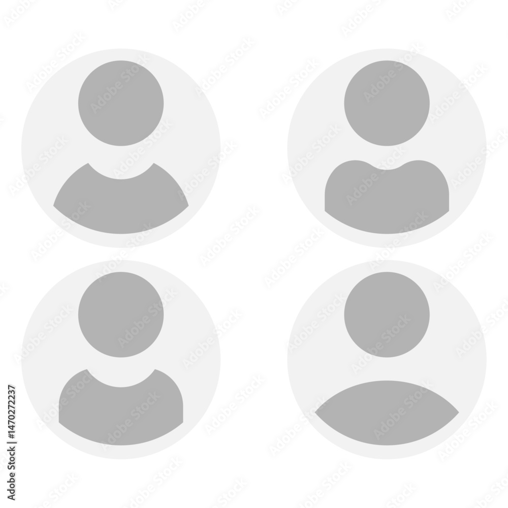 Vector flat illustration in grayscale. Avatar, user profile, person icon, gender neutral silhouette, profile picture. Suitable for social media profiles, icons, screensavers and as a template. Vector flat illustration in grayscale. Avatar, user profile, person icon, gender neutral silhouette, profile picture. Suitable for social media profiles, icons, screensavers and as a template.