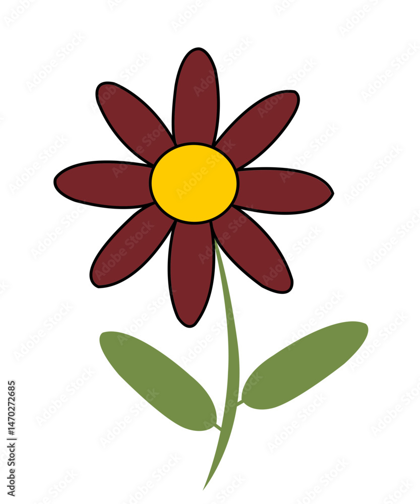 Flower clip art design on plain white transparent isolated background for card, shirt, hoodie, sweatshirt, apparel, card, tag, mug, icon, poster or badge Flower clip art design on plain white transparent isolated background for card, shirt, hoodie, sweatshirt, apparel, card, tag, mug, icon, poster or badge