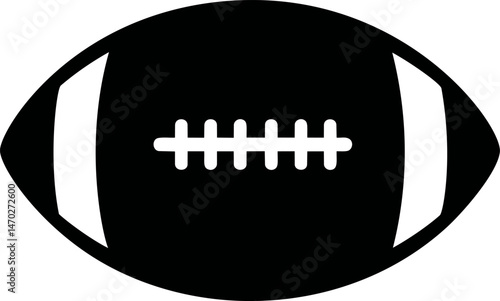 Black and white silhouette of an american football ball, minimalistic design. Vector illustration