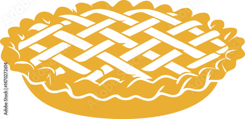 Golden lattice pie illustration, graphic design element. Vector illustration