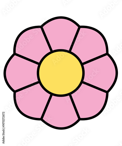 Flower clip art design on plain white transparent isolated background for card, shirt, hoodie, sweatshirt, apparel, card, tag, mug, icon, poster or badge