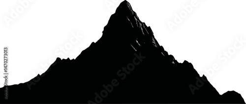 Silhouette of a rugged mountain peak against, inspiring nature. Vector illustration