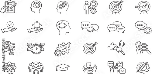 Soft skills concept editable stroke outline icon isolated on white background flat vector illustration.