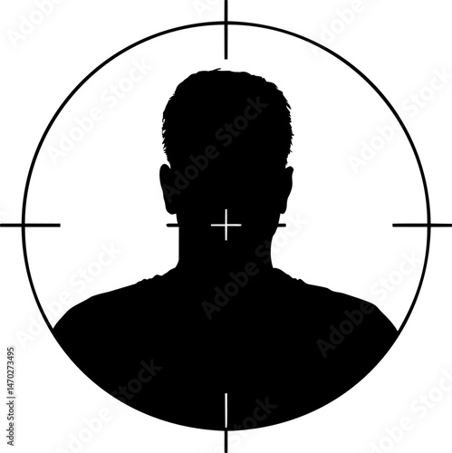 Silhouette of a person in crosshairs representing targeting concept. Vector illustration