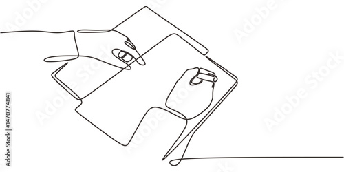 Continuous Line Drawing Hand Writing Book. Journal Notes Thoughts Plan Minimalist Vector Art.