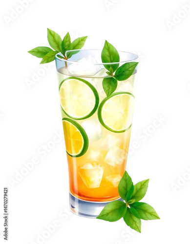 mojito cocktail isolated on white