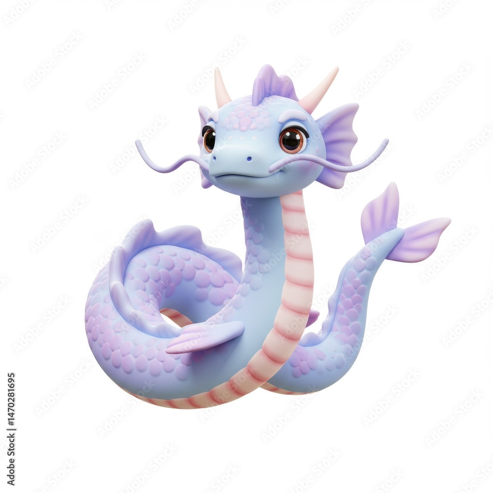 Fototapeta premium Cute Purple Dragon Cartoon Illustration