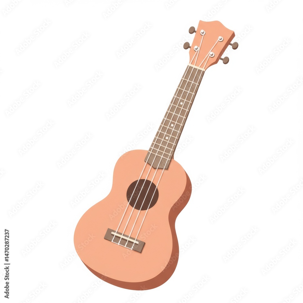 Obraz premium Peach Colored Ukulele Illustration on White Background