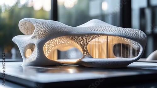 Intricate, 3D-printed architectural model.