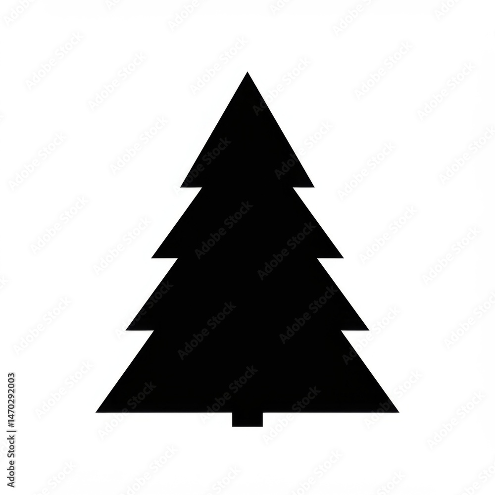 Obraz premium Black Silhouette Christmas Tree on White Background