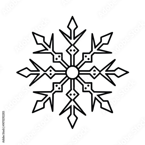 black and white snowflake isolated