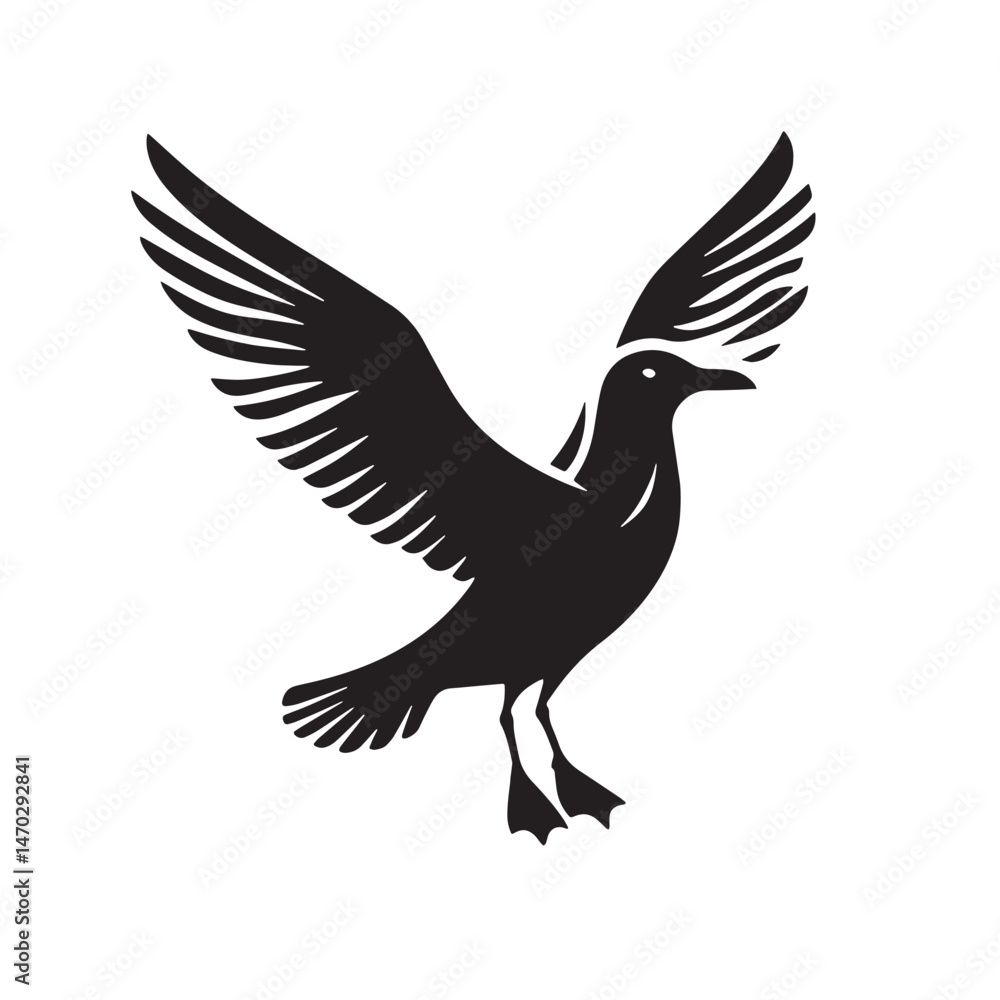 Seagull Silhouette line art vector illustration on white background Seagull Silhouette line art vector illustration on white background