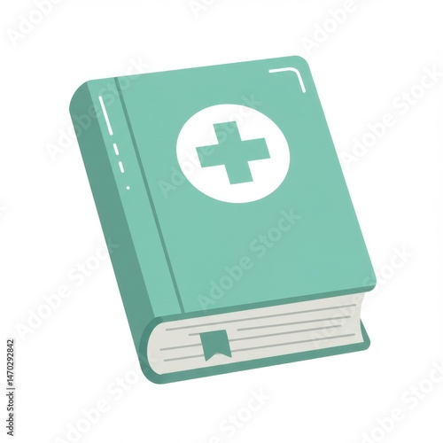 Teal Medical Book Illustration with White Cross