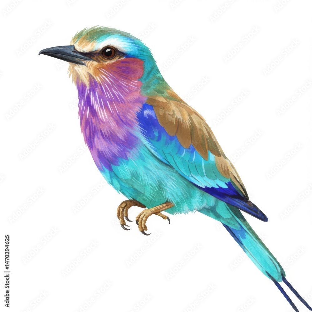 Fototapeta premium Lilac Breasted Roller Bird Colorful Illustration