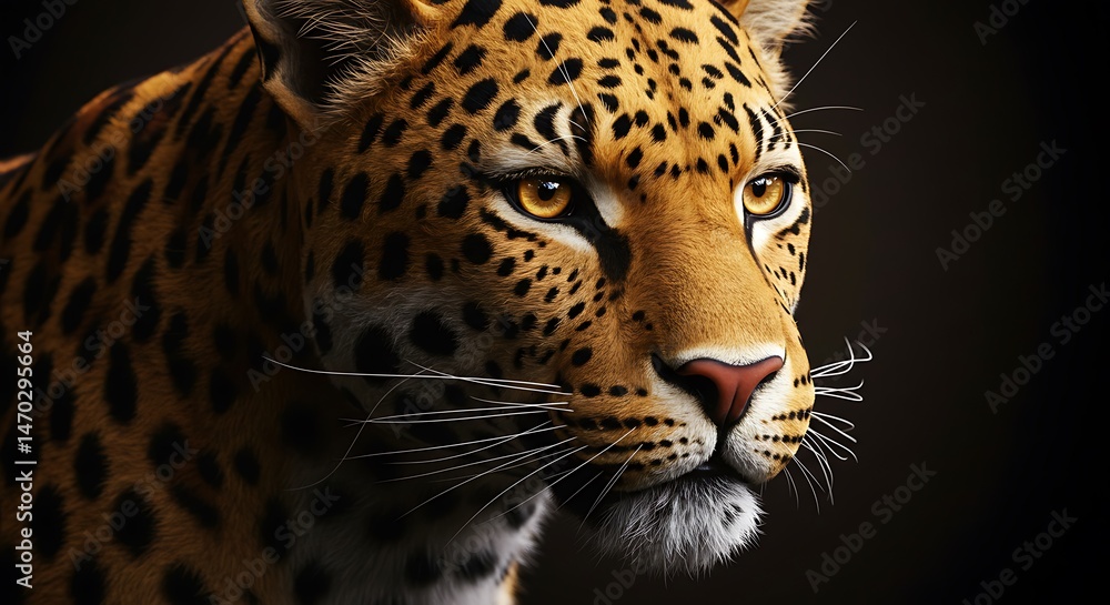 Golden Gaze: A Leopard's 3D Render AI Generated Golden Gaze: A Leopard's 3D Render AI Generated