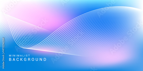 Abstract blue gradient background with shining lines waves. Minimalist background for banner, poster, cover, brochure, flyer, website
