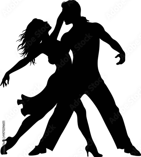 Passionate Dance Couple Silhouette Romantic Ballroom Dance Pose