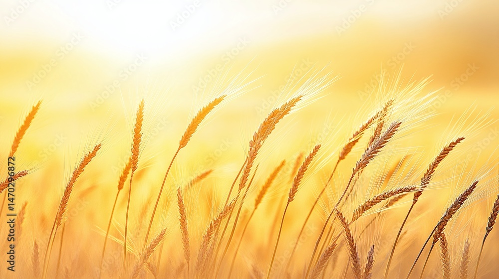 Golden wheat field bathed in sunlight at sunset. Golden wheat field bathed in sunlight at sunset.