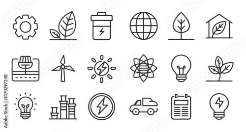 Ecofriendly energy icons arranged