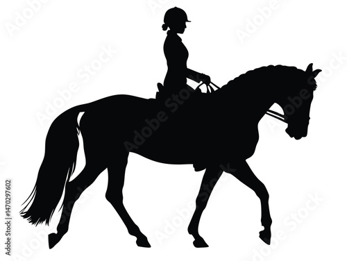 vector illustration of the silhouette of a trotting horse