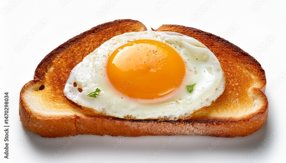 slice of toast with fried egg isolated on a transparent background slice of toast with fried egg isolated on a transparent background