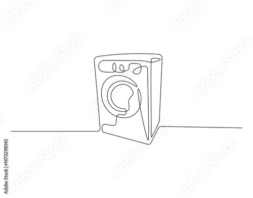 Washing machine outline drawing illustration. Continuous line draw of international technology day vector