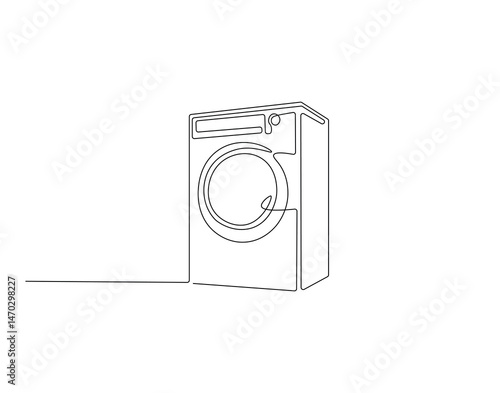 Washing machine outline drawing illustration. Continuous line draw of international technology day vector
