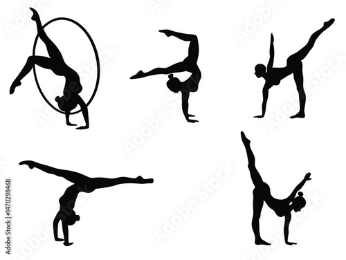 vector icon set gymnast silhouette
