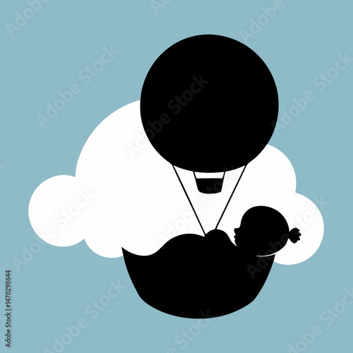 Baby Resting Silhouette Vector Art