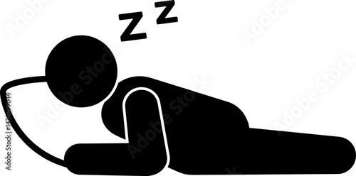 Sleeping Person Icon Simple Black Silhouette of a Person Asleep