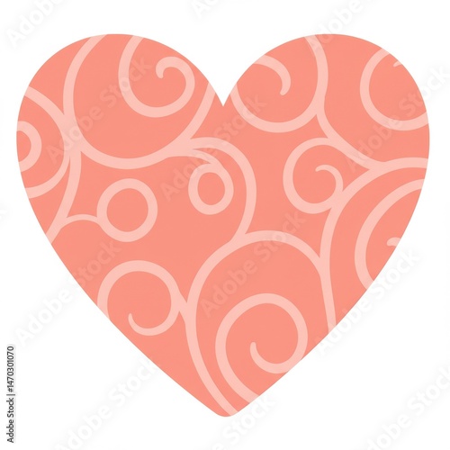 Pink Coral Swirl Pattern Heart Design