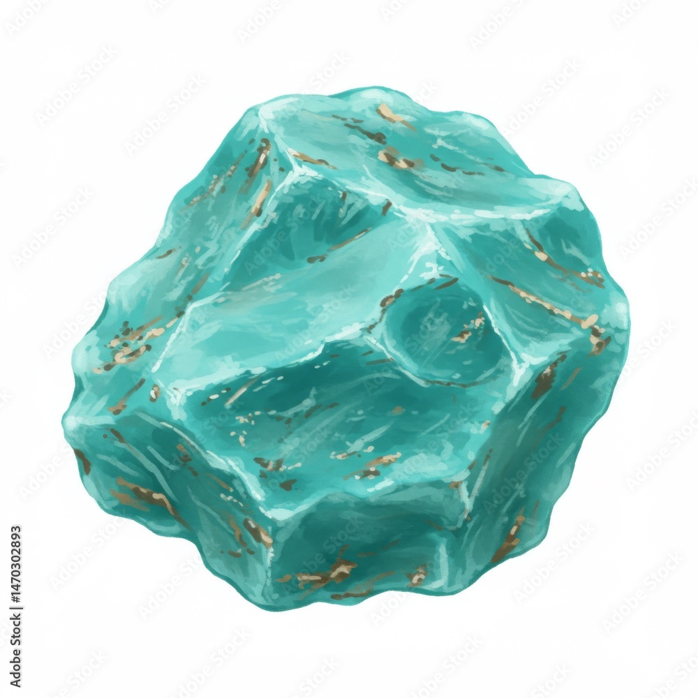 Obraz premium Teal Turquoise Stone Rock Mineral Gem Digital Painting
