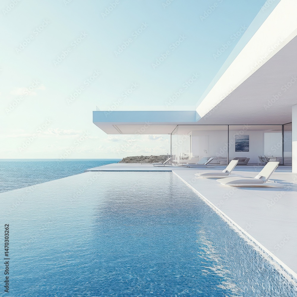 Fototapeta premium House by ocean with pool