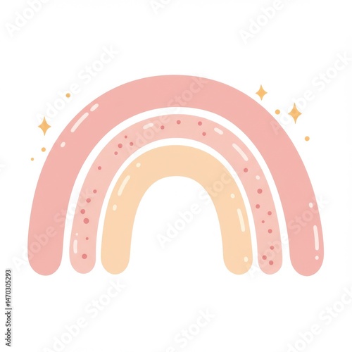 Pastel Pink and Orange Rainbow Illustration
