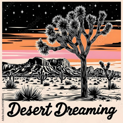 Desert dreaming adventure. Mountain graphics print artwork. Feel the sunset design. Cactus wild. Desert vibes t-shirt design. Desert dreaming text in bold t-shirt design