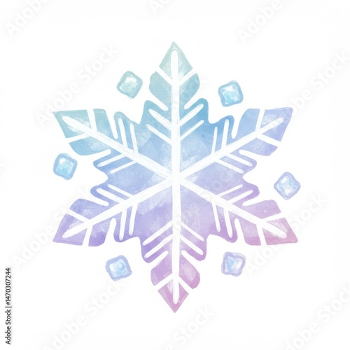 Pastel Watercolor Snowflake Illustration
