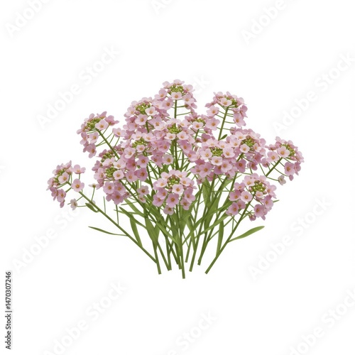 Pink Flower Cluster on White Background