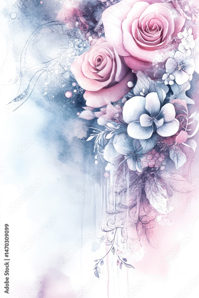 A soft watercolor bouquet softly layered on a simple Mother's Day card. Understated grace, heartfelt appreciation. A soft watercolor bouquet softly layered on a simple Mother's Day card. Understated grace, heartfelt appreciation.