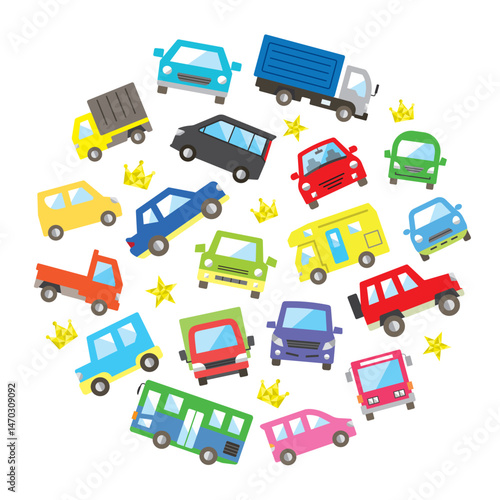 circle icon gallery of various car and evaluation - color big size version -