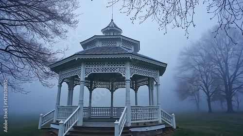 Wallpaper Mural Enigmatic Gazebo in Foggy Park Torontodigital.ca