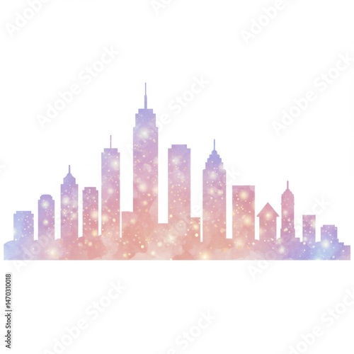 Pastel City Skyline at Sunset