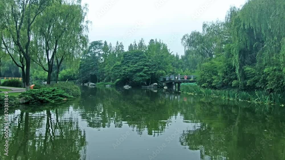 Exploring serene lake beauty from a boat perspective during calm morning Exploring serene lake beauty from a boat perspective during calm morning