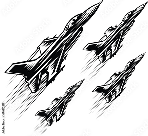 Eagle fighter jet plane taking off during exercise
