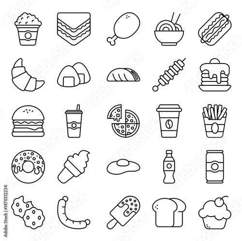 Outline drawings display food variety